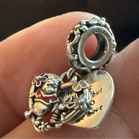 Silver Heart Charm with Red Accents - Picture 5 of 5